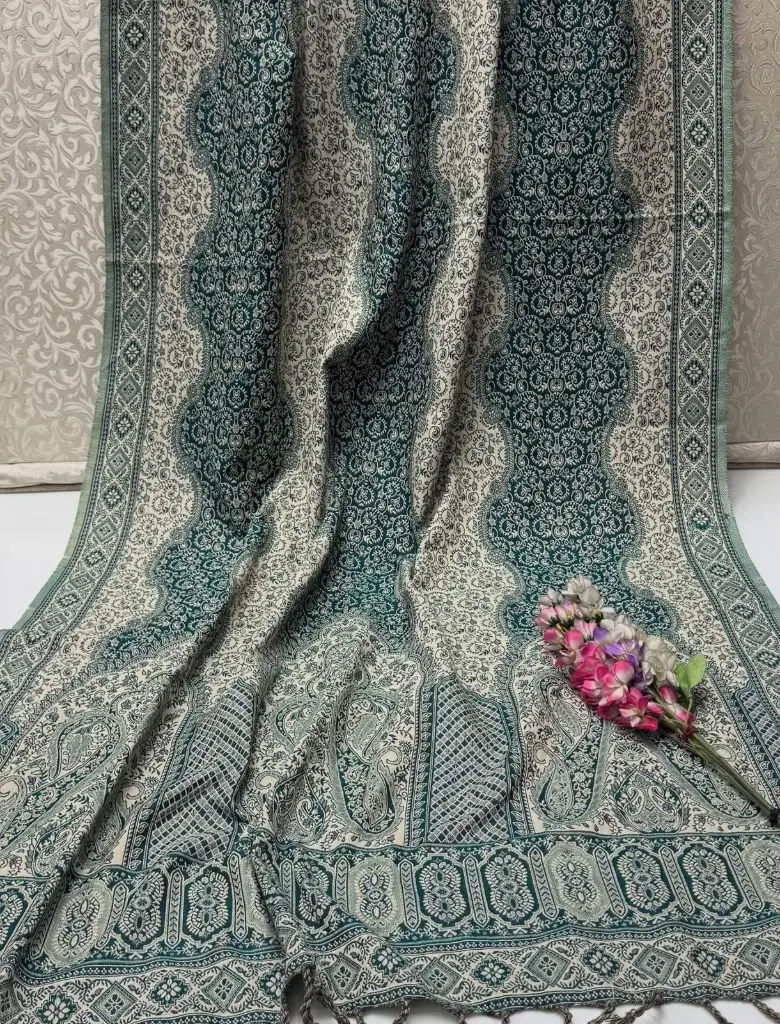 Beautiful Kashmiri Traditional Jacquard Wool Shawl   Measurement LENGTH :2.75 Yards