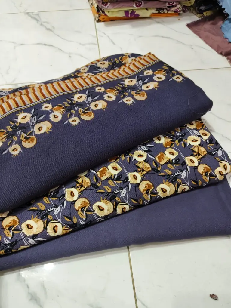 Corduroy Marina 3pc  🔶shirt cutting 2 yard  🔷 plain marina trouser 1.75 yard  🔷 corduroy wool shawl 2.5 yard