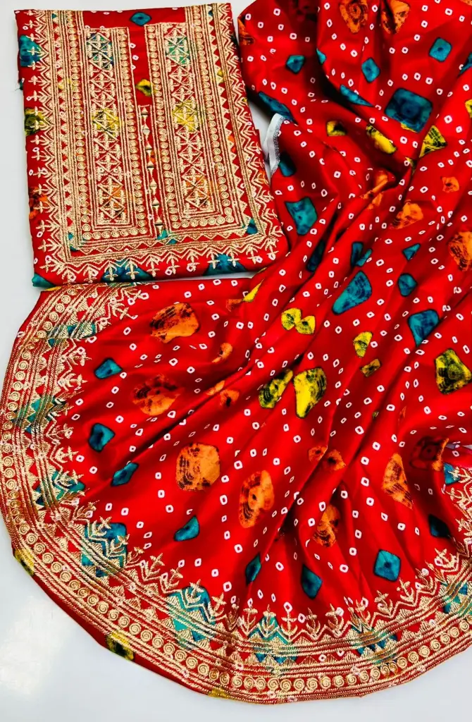 CASUAL Wear   2pc Dress  Stuff winter Lenin Chundri print  Shirt Neck Embroidery  Trouser Embroidery