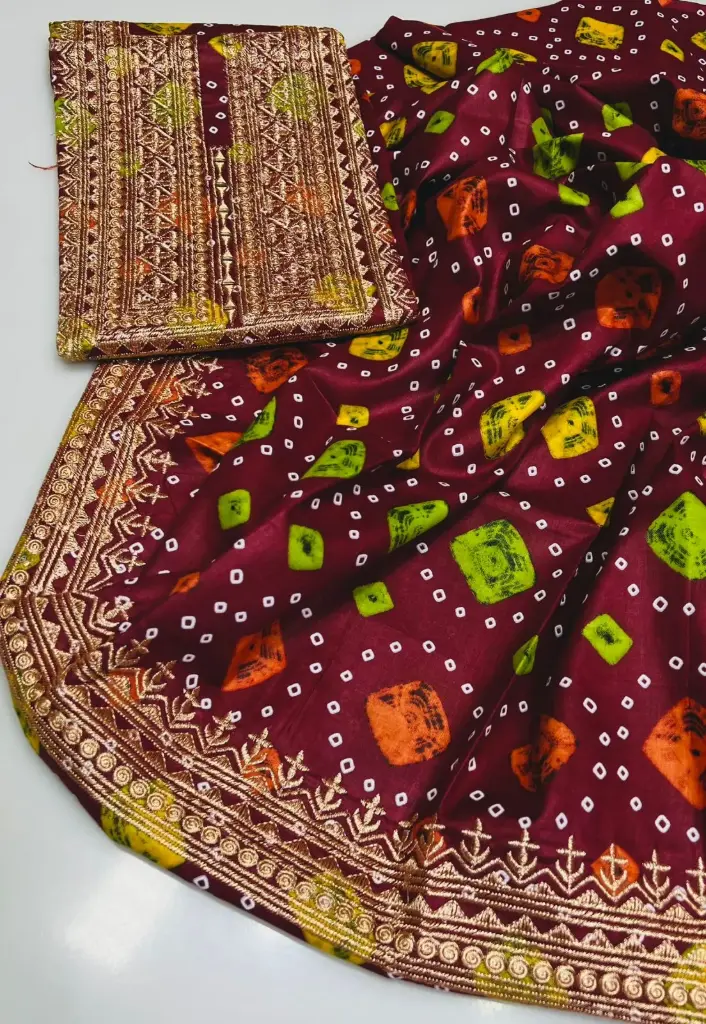 CASUAL Wear   2pc Dress  Stuff winter Lenin Chundri print  Shirt Neck Embroidery  Trouser Embroidery