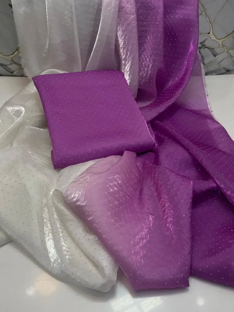 Saree collection  Stuff : shesha silk tye & dye with glitter  work Unstitched Saree  Full cutting  7meter