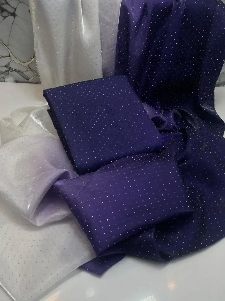 Saree collection  Stuff : shesha silk tye & dye with glitter  work Unstitched Saree  Full cutting  7meter