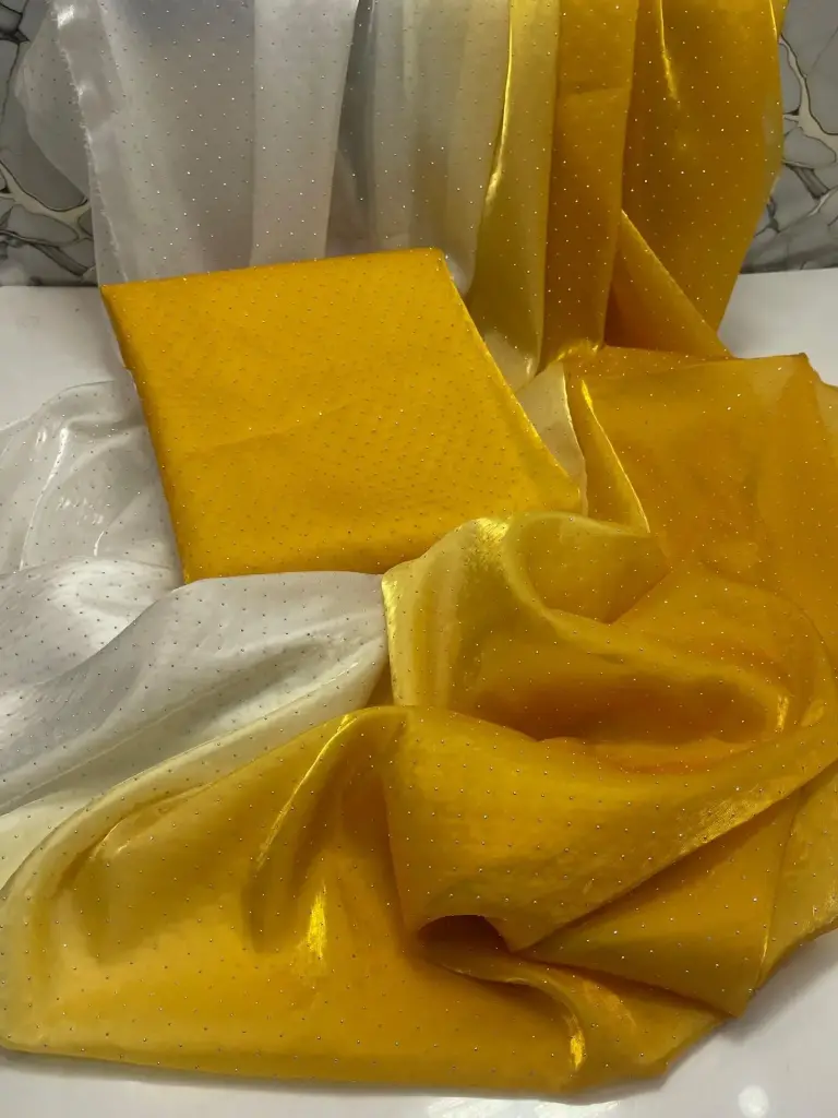 Saree collection  Stuff : shesha silk tye & dye with glitter  work Unstitched Saree  Full cutting  7meter