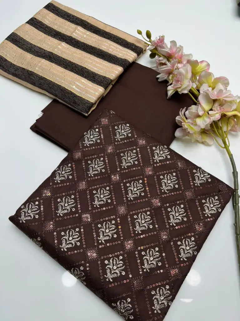 WINTER COLLECTION Beautiful & Elegant Style Dhanak Bareeze Embroidery Shirt & Trouser With Dhanak Wool Velvet Border Shawl   3 PC Dress