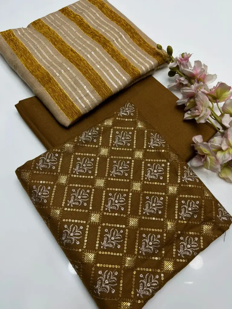 WINTER COLLECTION Beautiful & Elegant Style Dhanak Bareeze Embroidery Shirt & Trouser With Dhanak Wool Velvet Border Shawl   3 PC Dress