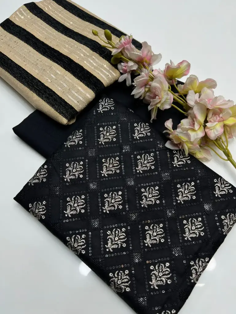 WINTER COLLECTION Beautiful & Elegant Style Dhanak Bareeze Embroidery Shirt & Trouser With Dhanak Wool Velvet Border Shawl   3 PC Dress