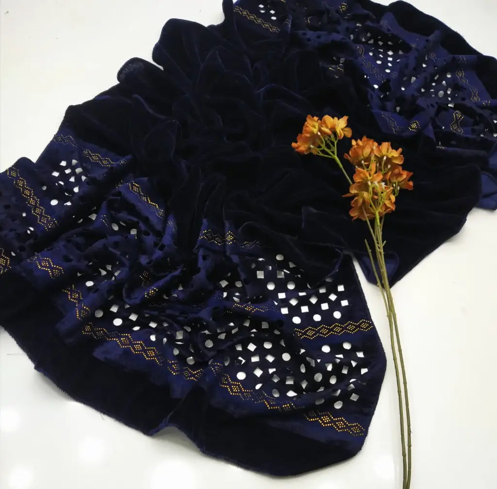 Beautiful Winter shawls.   Stuff: soft Velvet   Sequence Embroidery Border with laser cut work  Length 2.5 gaz
