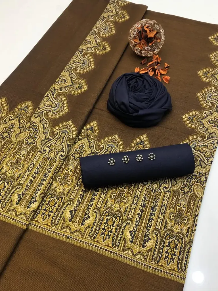 Winter New Turkish Collection  2025  Double tone Turkish shawl 4 sided border  Shirt and trouser plain dhanak