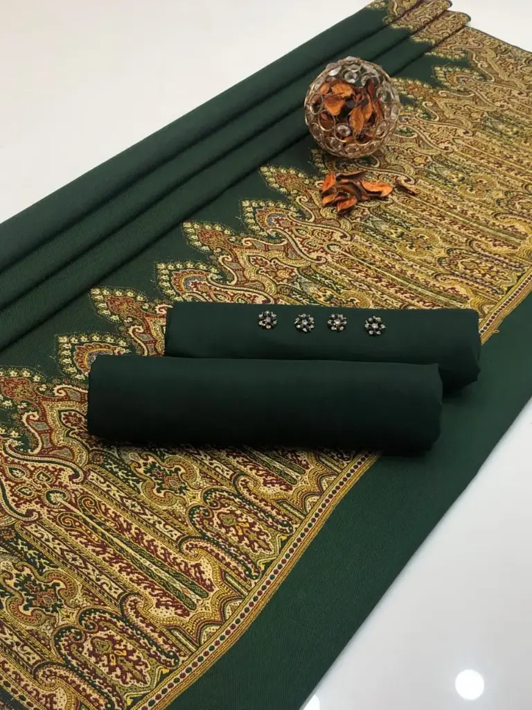 Winter New Turkish Collection  2025  Double tone Turkish shawl 4 sided border  Shirt and trouser plain dhanak