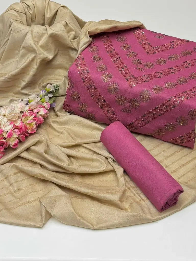 WINTER COLLECTION  Beautiful & Elegant Style  dhanak Bareeze Embroidered Shirt & Trouser With Dhanak Marina Velvet Border Shawl 3 Pc Dress