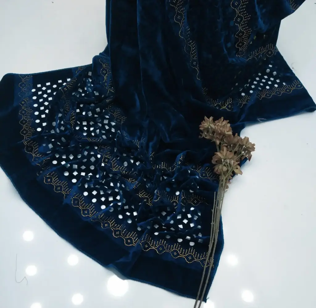Beautiful Winter shawls.   Stuff: soft Velvet   Sequence Embroidery Border with laser cut work  Length 2.5 gaz