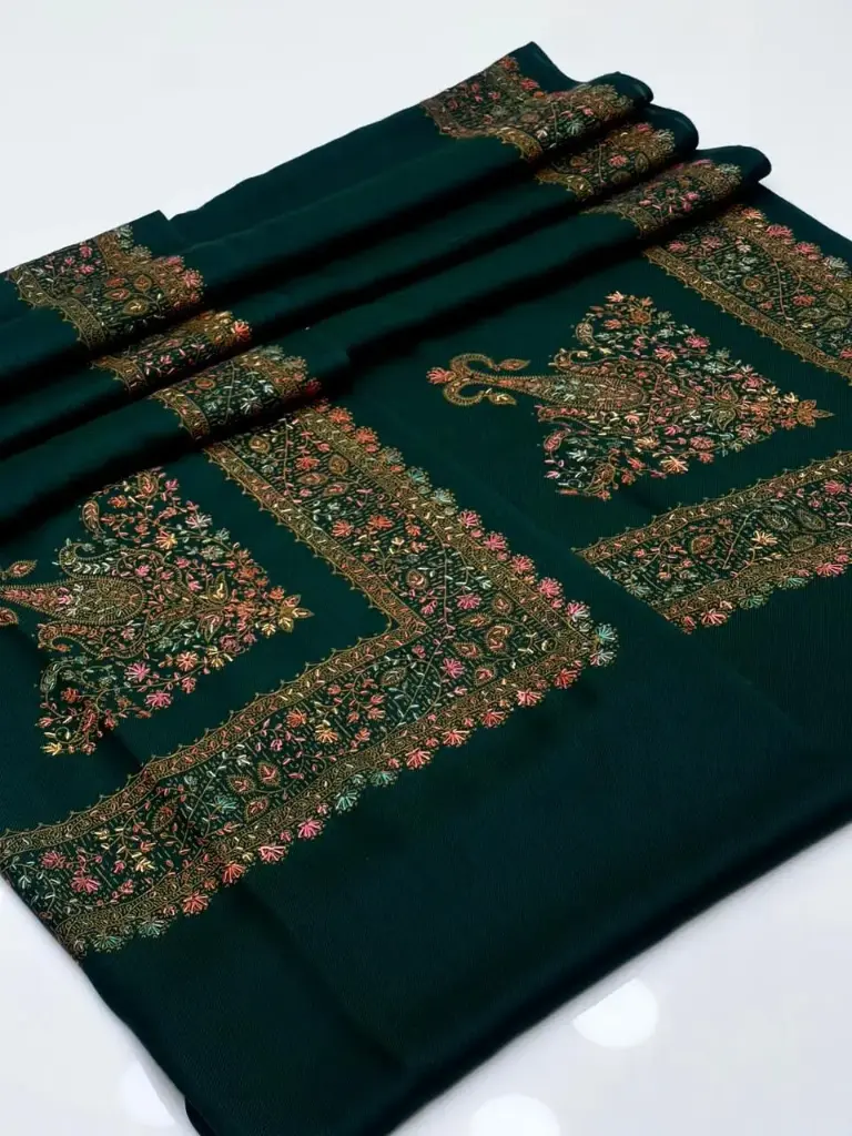 Pashmina Shawl Elegant And Beautiful Hand Made Kashmiri Embroidery With Block Print  Excellent Quality Pashmina 2.5 Yard length  1.25 Yard Width 88 Inches Length  44 Inches Width
