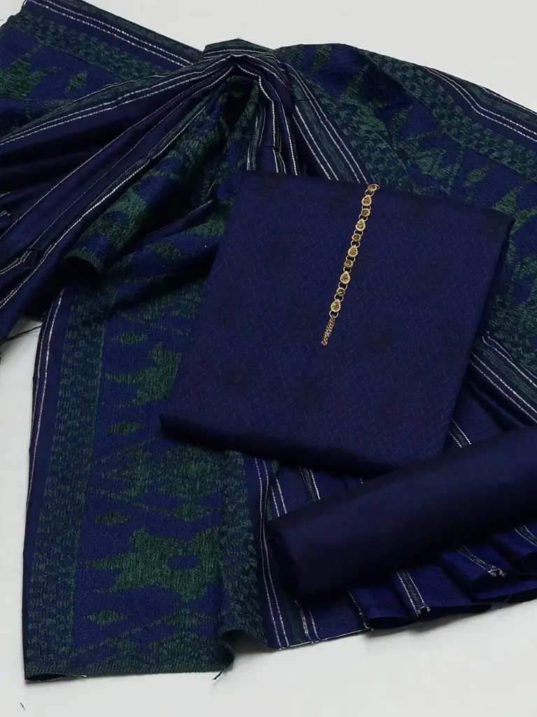 WINTER COLLECTION Beautiful & Elegant Style marina jacquard Shirt marina Trouser With  Velvet Border jacquard work Shawl   3 PC Dress