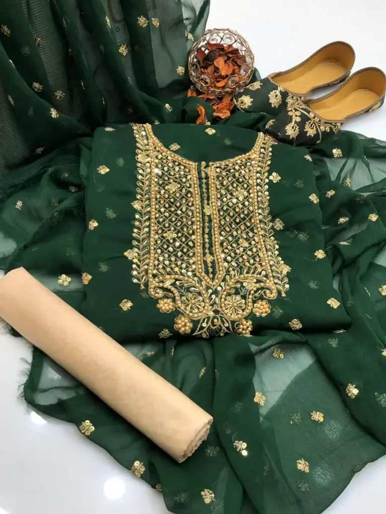 Handmade collection  Most Beautiful & demanding article    Chiffon booti work & handmade work shirt  Chiffon booti work dupatta  Masoori trouser