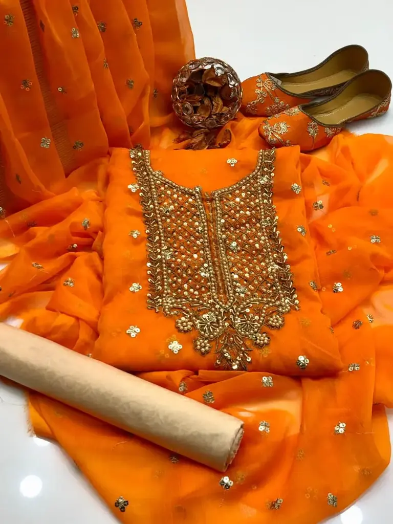 Handmade collection  Most Beautiful & demanding article    Chiffon booti work & handmade work shirt  Chiffon booti work dupatta  Masoori trouser