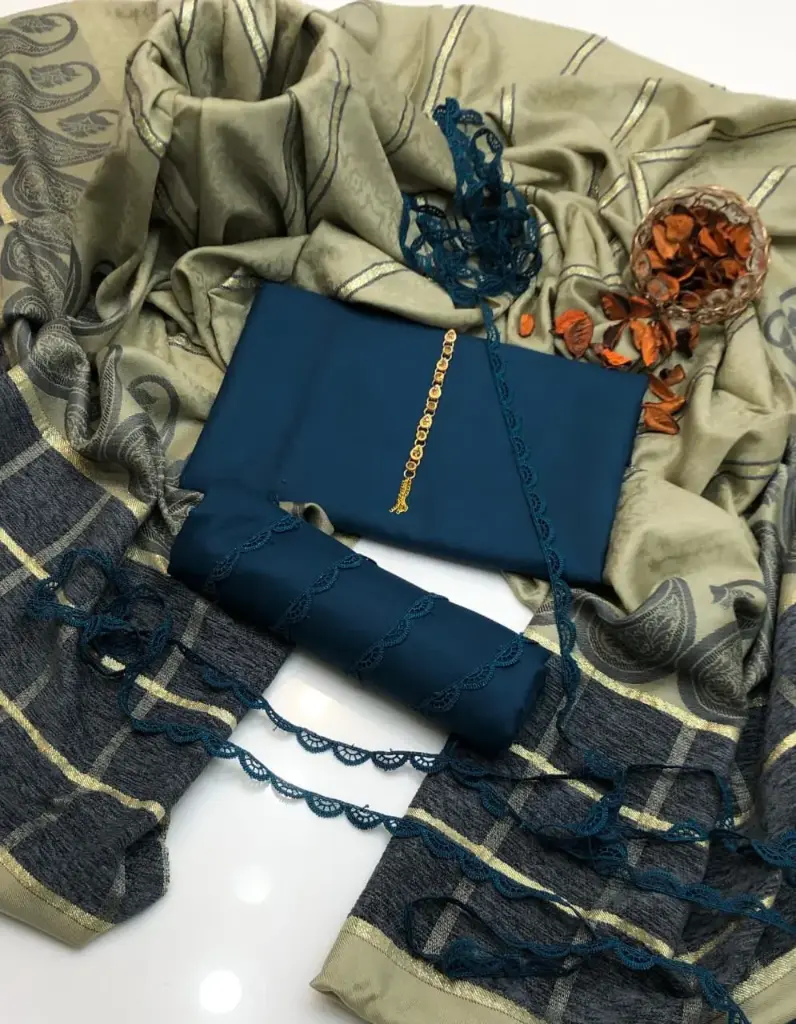 New Winter Collection  Shirt and Trouser Pure Dhanak Wool  Along Pure Pashmina Wool 2 side Heavy Velvet Border check And Jacquard Banarsi Shawl