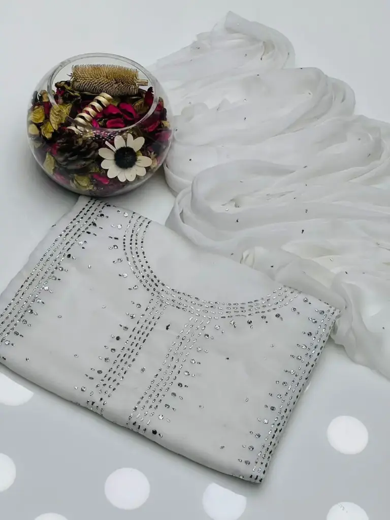 Stuff SOFT Bamber Chiffon  2pc Dress   Shirt Mukesh Kamdani Gala Front Work.   Sleeves Mukesh Kamdani Work.   Bamber Chiffon Mukesh Kamdani Work Dupata