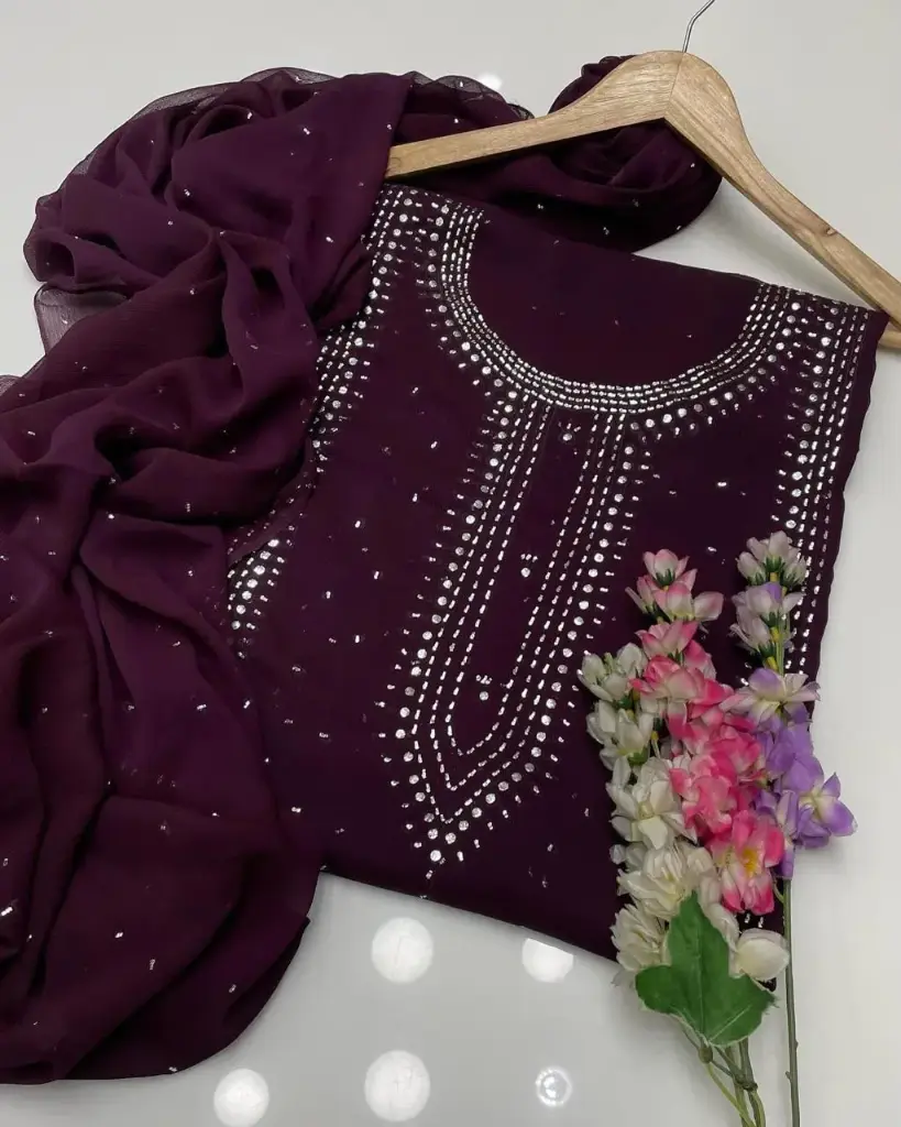 Stuff SOFT Bamber Chiffon  2pc Dress   Shirt Mukesh Kamdani Gala Front Work.   Sleeves Mukesh Kamdani Work.   Bamber Chiffon Mukesh Kamdani Work Dupata