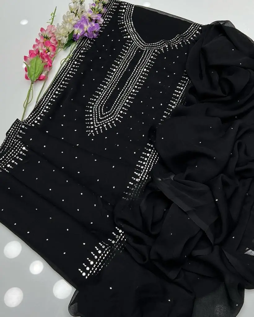 Stuff SOFT Bamber Chiffon  2pc Dress   Shirt Mukesh Kamdani Gala Front Work.   Sleeves Mukesh Kamdani Work.   Bamber Chiffon Mukesh Kamdani Work Dupata