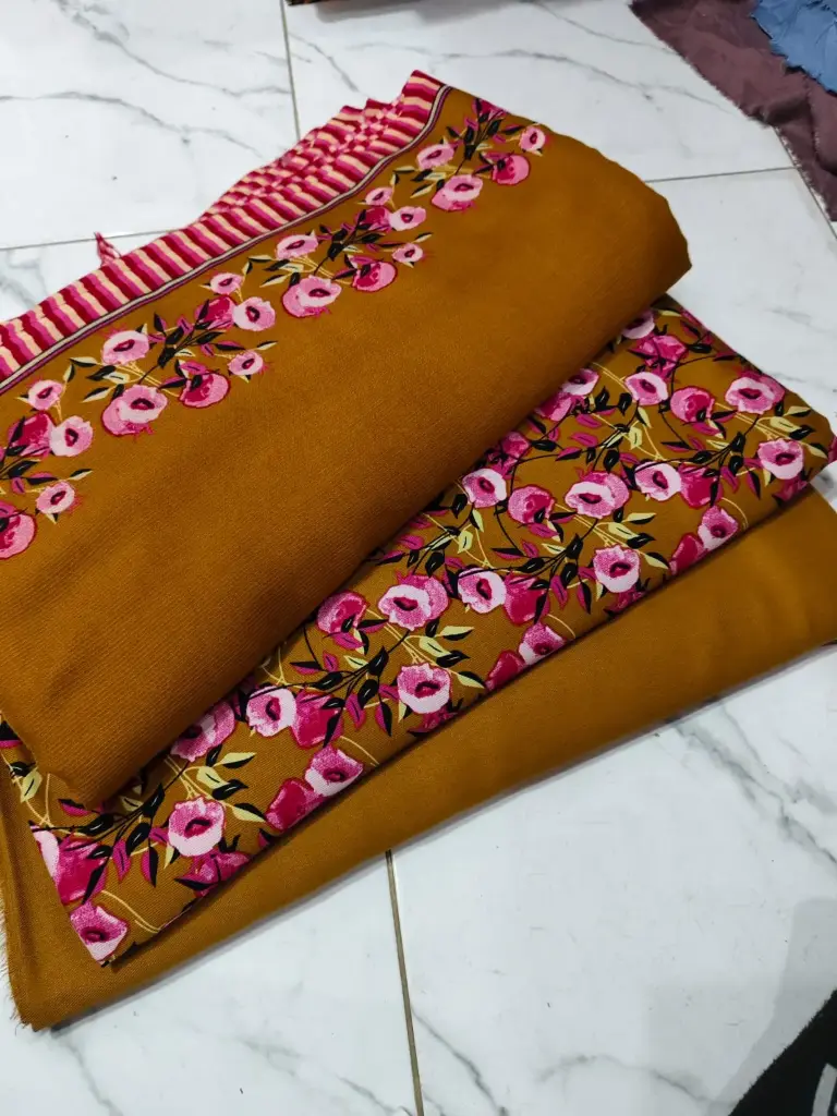 Corduroy Marina 3pc  🔶shirt cutting 2 yard  🔷 plain marina trouser 1.75 yard  🔷 corduroy wool shawl 2.5 yard