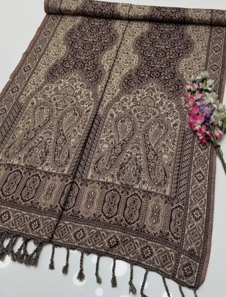 Beautiful Kashmiri Traditional Jacquard Wool Shawl   Measurement LENGTH :2.75 Yards